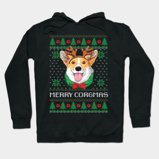 Merry Corgmas Corgi Ugly Sweater Design Hoodie